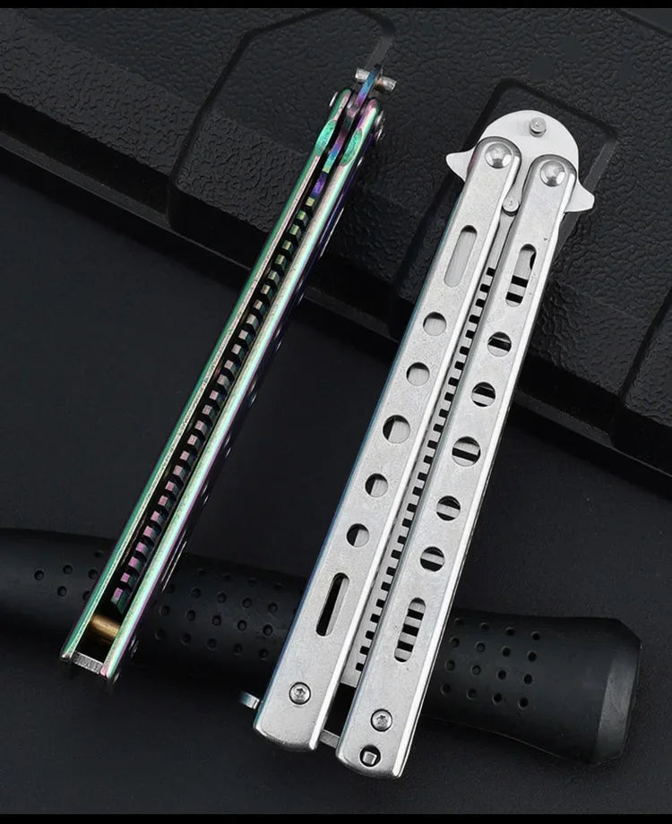 Stainless Steel Foldable Comb for Butterfly Knife Practice Training Beard Moustache Styling Tool Hairdressing Salon Brush Beauty World Shop