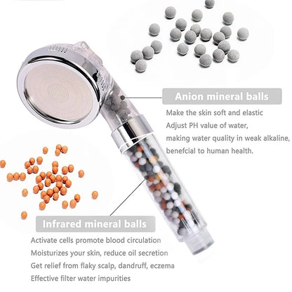 New 3 Functions High Pressure SPA Shower Head Water Saving Handheld Rainfall Bathroom Accessories Anion Filter Shower Beauty World Shop