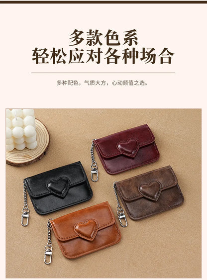 PULeather Card Holder Purse Women Cute Heart Shaped Small Wallet Multi-card Anti-magnetic Card Holder Travel Cash Coin Bag Beauty World Shop