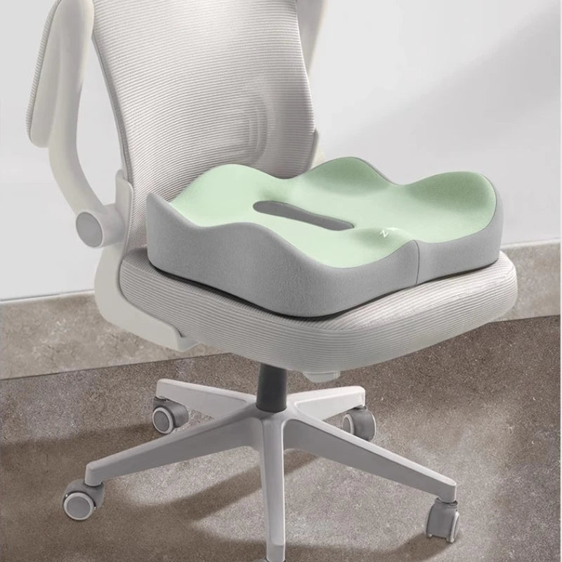1pc Memory Foam Seat Cushion - 3D Ergonomic Support| Light Green & Grey, Washable Polyester, Car/Office Essentials Beauty World Shop