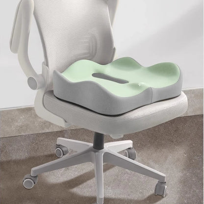 1pc Memory Foam Seat Cushion - 3D Ergonomic Support| Light Green & Grey, Washable Polyester, Car/Office Essentials Beauty World Shop