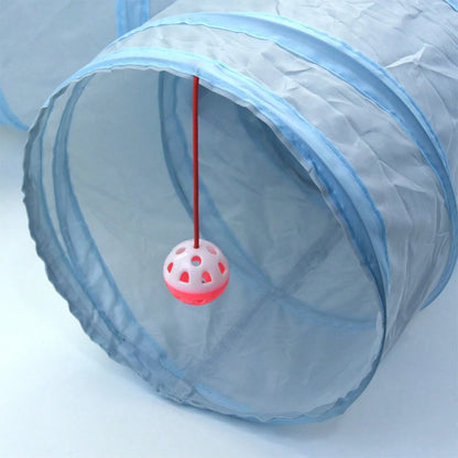 Cat Toys Gray 3-Way Foldable Pet Cat Tunnel Tube Toy Kitten Tunnel Toy with Peep Hole Pet Training Interactive Toy Tunnel Tube Beauty World Shop