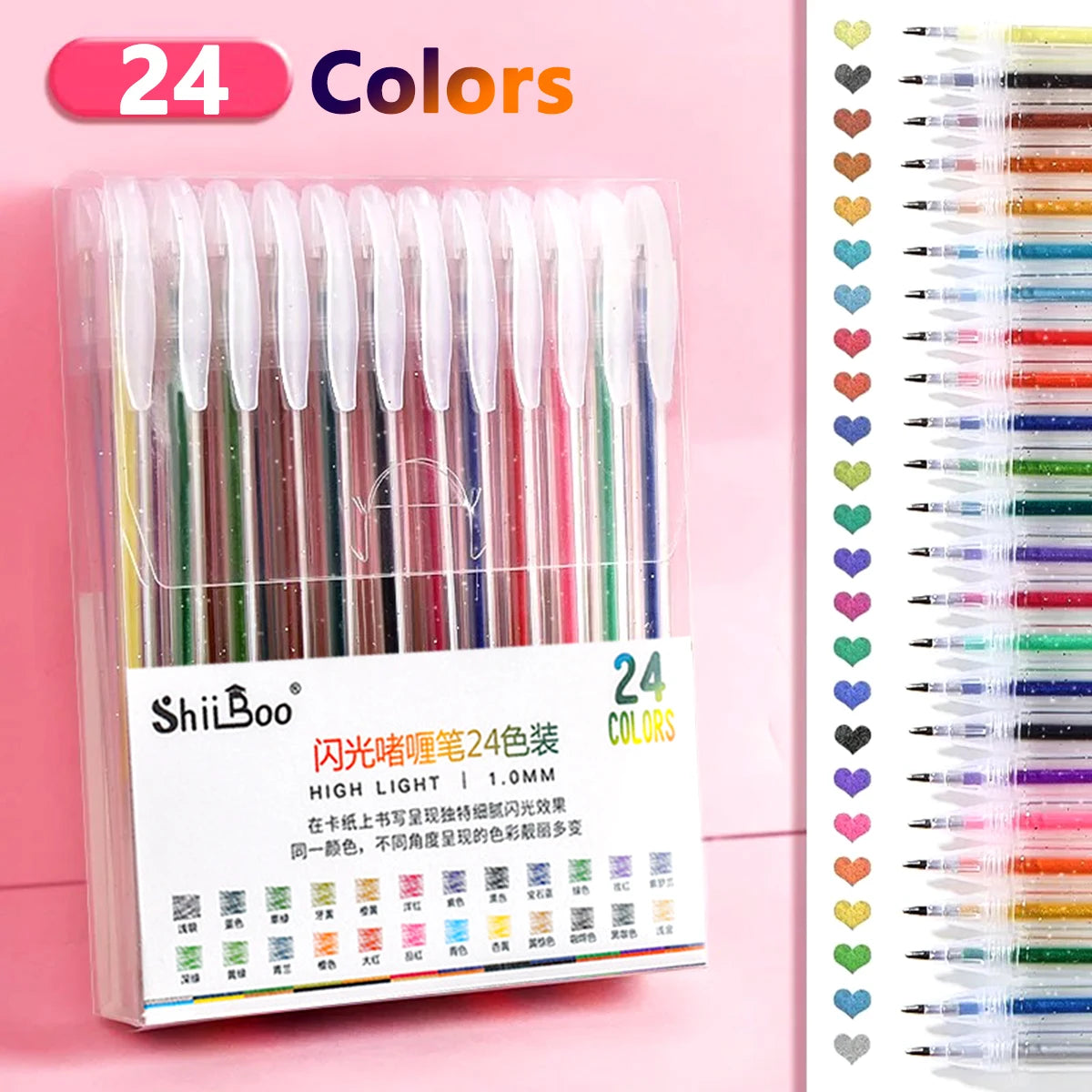 60 Colors Glitter Gel Pen 1.0mm Metal Glitter Color Ballpoint Pen Paper Cardstock Diary Drawing Marking Coloring DIY Art Beauty World Shop