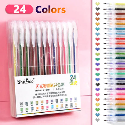 60 Colors Glitter Gel Pen 1.0mm Metal Glitter Color Ballpoint Pen Paper Cardstock Diary Drawing Marking Coloring DIY Art Beauty World Shop