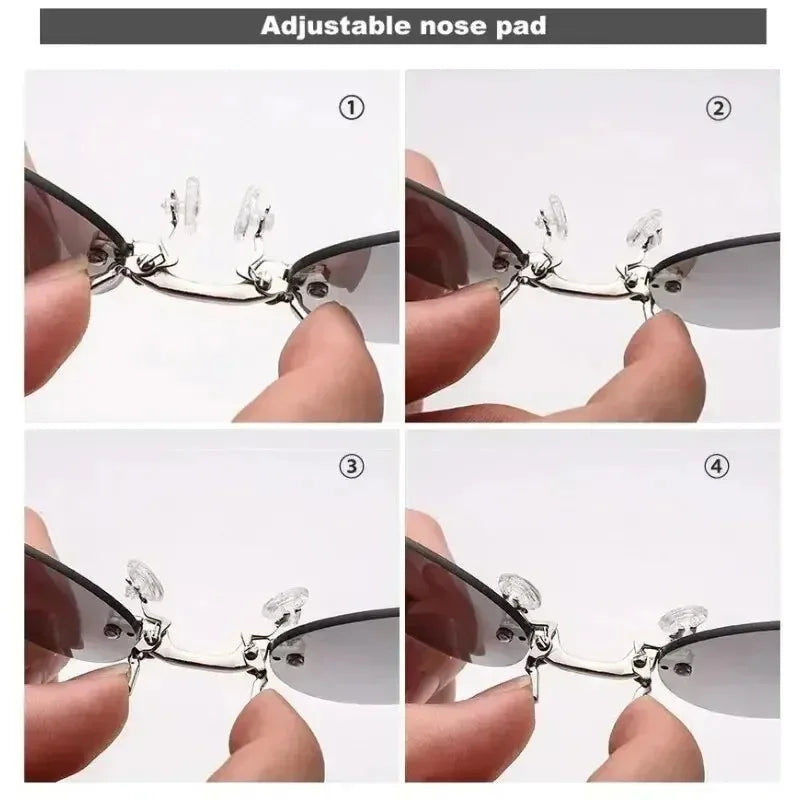  VIEWRING1-2PCS Clip On Nose Glasses Round Rimless Matrix Morpheus Sunglasses Mini Frameless Vintage Men Eyeglasses Beauty World Shop