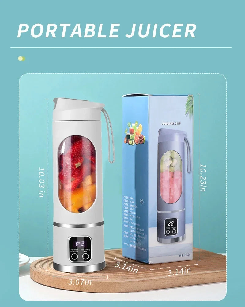 blender juicer Portable Electric Juicer 450ml 8 Blades Travel Juicer Machine Chargeable Shakes Smoothie Blenders Fresh Juice Cup Beauty World Shop