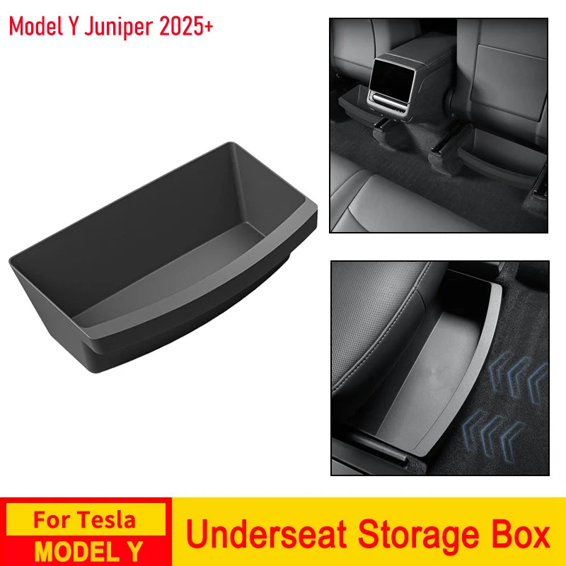 For Tesla New Model Y 2025 Juniper Launch Under Seat Storage Box Case Car Seat Organizer Vehicle Underseat Drawer Tray Accessory Beauty World Shop