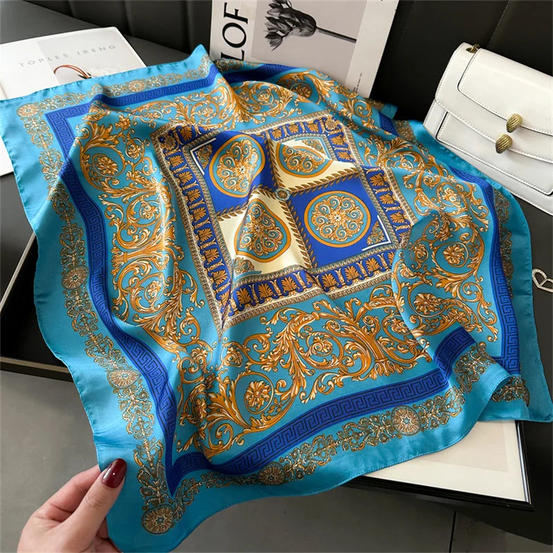 2025 New Fashion Luxury Printed Square Shawl Women 70x70cm Pashmina Silk Scarf Neck Headband Bandana Beauty World Shop