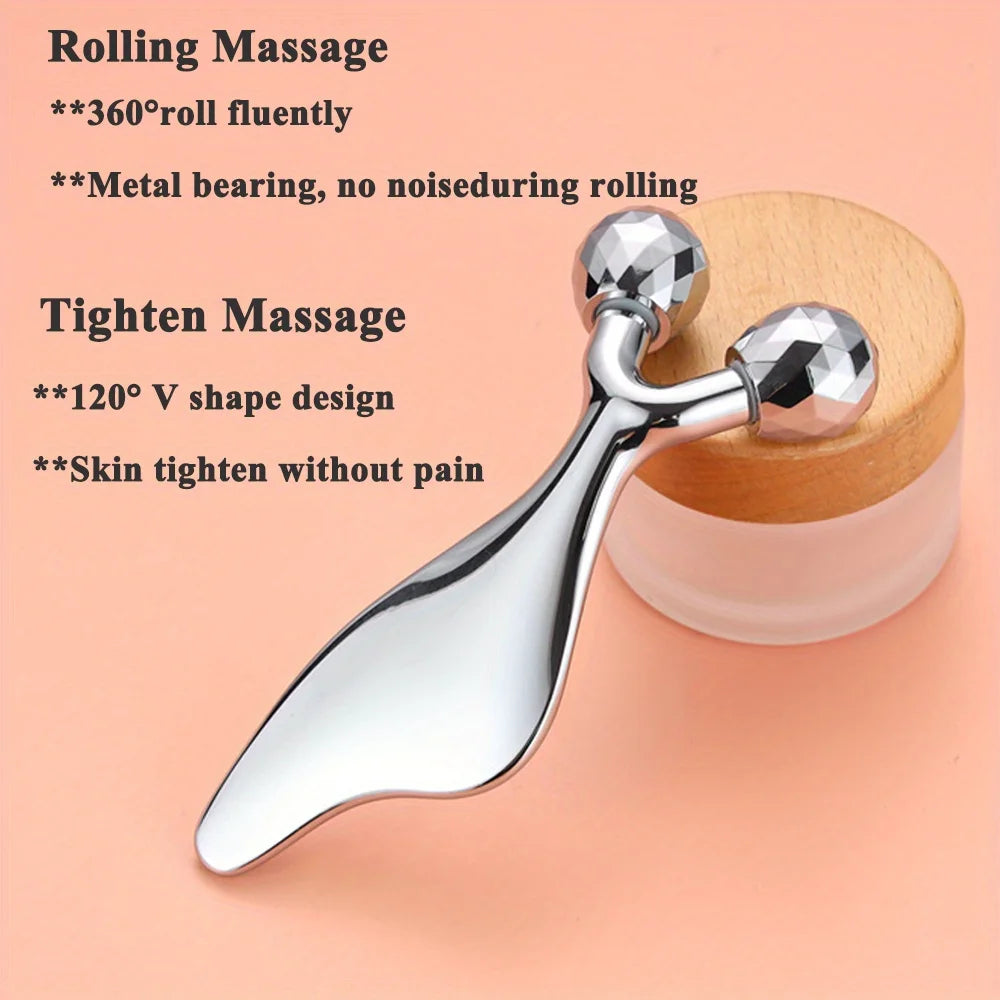 2 IN 1 3D Facial Massager & Gua Sha Massage Tool Cold Roller For Face Eyes Chin Lift Tightening Skin Tool Sculpting Beauty Tools Beauty World Shop