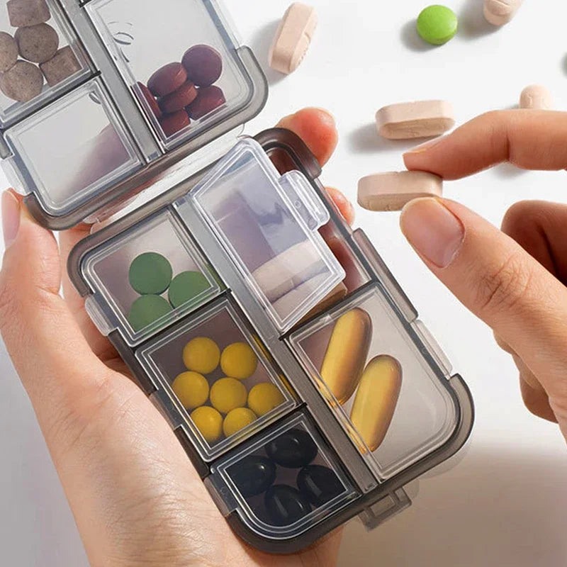 10 Compartments Travel Pill Organizer Pocket Portable Pill Storage Box Case Daily Pill Container or Purse Fish Oil Medicine Beauty World Shop