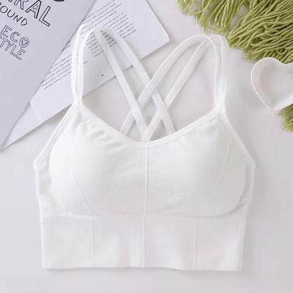 Sexy Women Tops Back Cross Strap Tank Top Push Up Running Sports Bra Breathable Soft Fitness Beauty Solid Color Yoga Bra Beauty World Shop