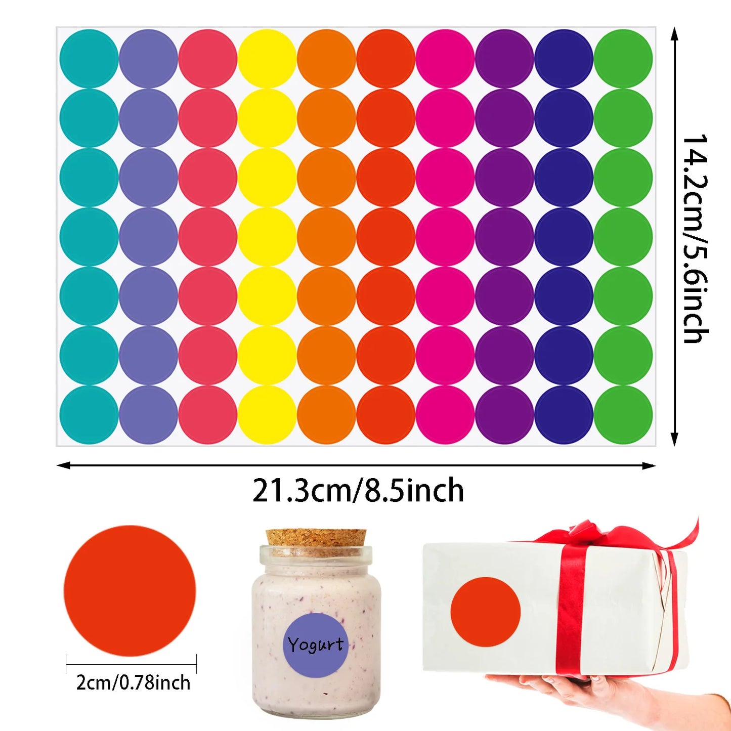 350-700pcs 10 Colors Colorful Dot Glue Stickers, Round Label Paper Round White Circle Round Code Sticker Self-adhesive Label Beauty World Shop