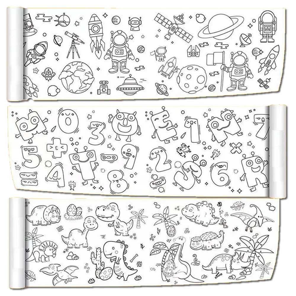 90cm Animal Canvas Children's Drawing Roll DIY Coloring Paper Roll Color Filling Graffiti Paper-cut Painting Educational School Beauty World Shop