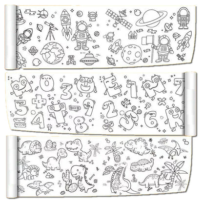 90cm Animal Canvas Children's Drawing Roll DIY Coloring Paper Roll Color Filling Graffiti Paper-cut Painting Educational School Beauty World Shop