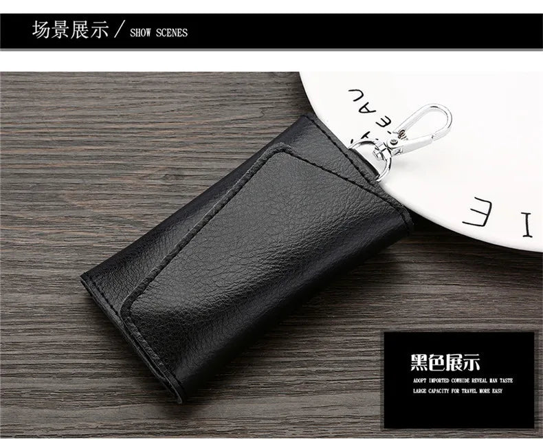 New Genuine Leather Keychain Men Key holder key organizer Pouch Car Key pouch Wallet Housekeeper Key Case Mini Card Bag Beauty World Shop