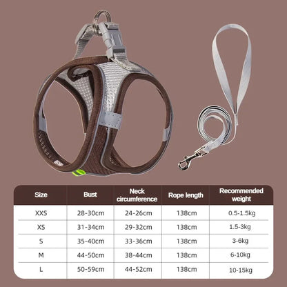 Puppy Harness Set Dog Accessories Adjustable Pet Vest Dogs French Bulldog Chihuahua Small Dog Collar Supplies Products Home Beauty World Shop