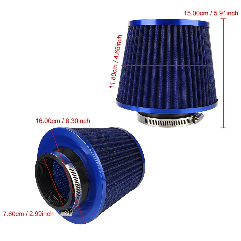 76MM 3 Inch Car Air Filters Vent Filter High Flow Intake Kit Mesh Cone Engine Protector Replacement Auto Accessories Universal Beauty World Shop
