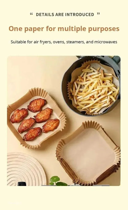 50Pcs Air Fryer Disposable Paper Non-Stick Airfryer Baking Papers Round Air-Fryer Paper Liners Paper Kitchen Accessories Beauty World Shop