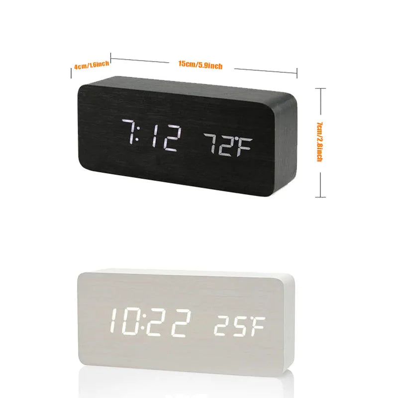 Wooden Digital Alarm Clock, LED Alarm Clock with Temperature Desk Clocks for Office,Bedside Clock Beauty World Shop