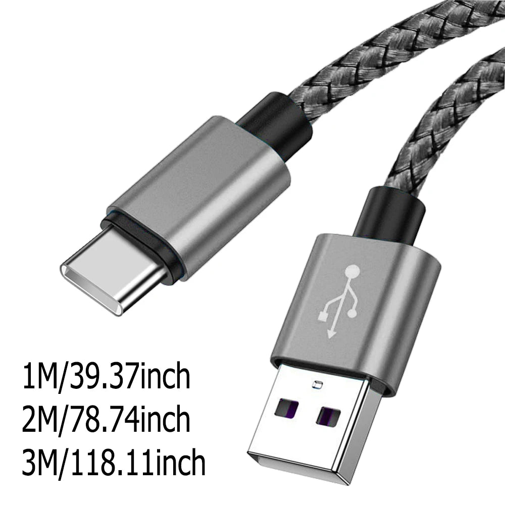 USB A to Type C Charging Cable 2A Fast Charger Nylon Data Cable 1M 2M 3M For Iphone Android Huawei Samsung TypeC Charging Device Beauty World Shop