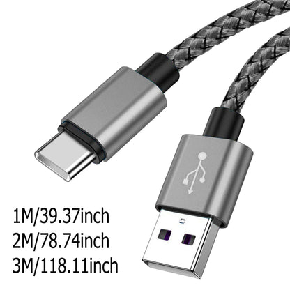 USB A to Type C Charging Cable 2A Fast Charger Nylon Data Cable 1M 2M 3M For Iphone Android Huawei Samsung TypeC Charging Device Beauty World Shop