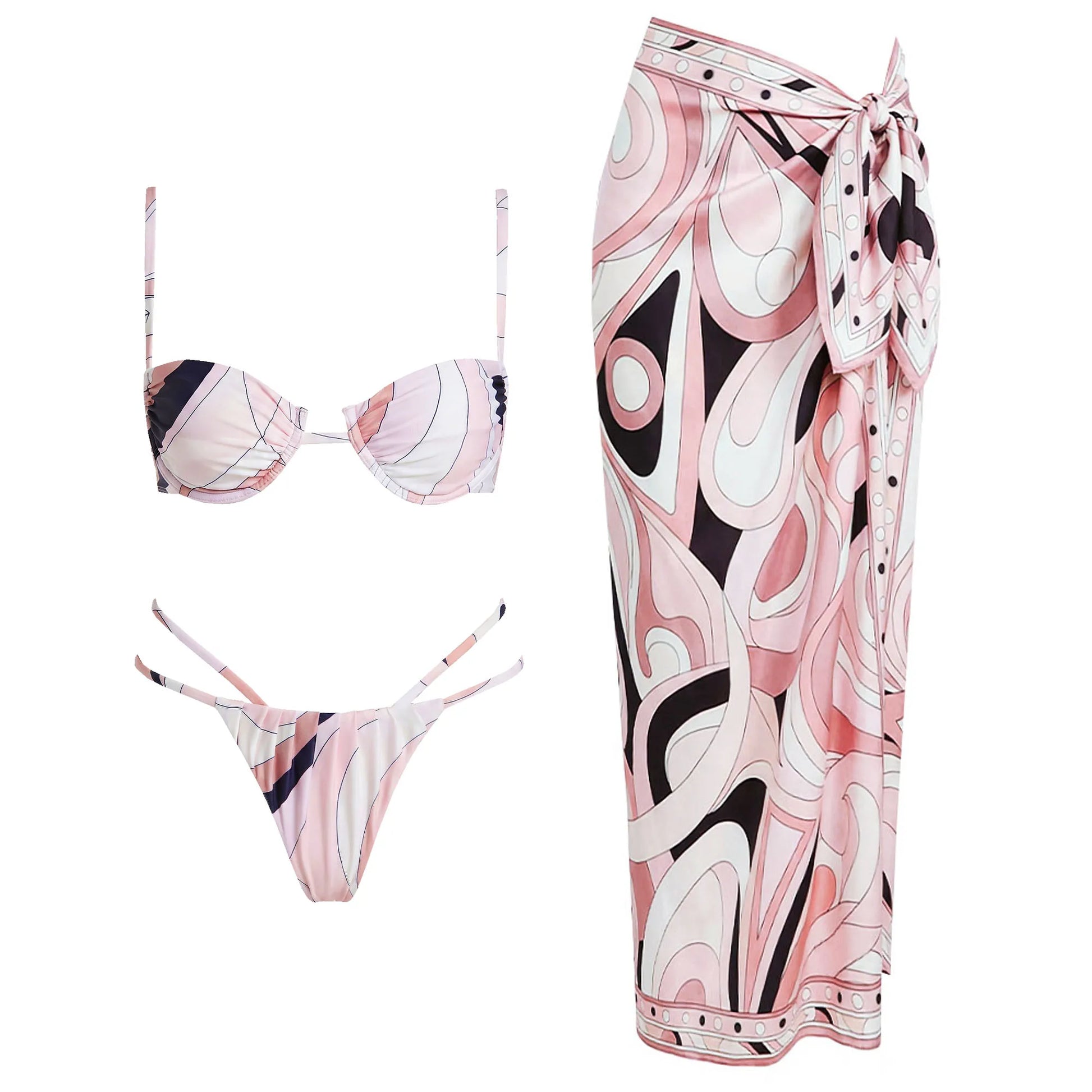 Sexy Women 2Pcs Halter Bikini Swimsuits Female Push Up Swimwear Micro Bikinis Bathingsuit Swim Suit Beachwear Printed Biquini Beauty World Shop