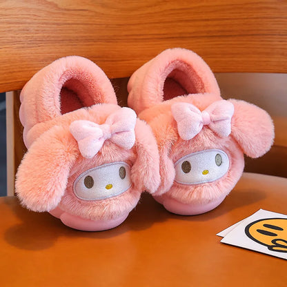 Kawaii Pikachu Figure Cotton Slippers Cover Heel Anime Peripheral Cute Cartoon Flat Autumn/Winter Plush Slippers Christmas Gifts Beauty World Shop