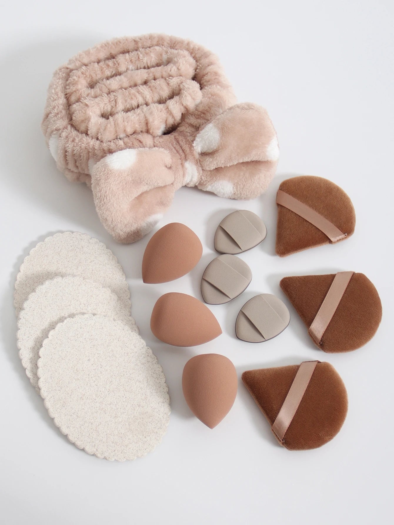 15Pcs Multi-Colored Fluffy Headband and Makeup Sponge Set-Sweet Style, Perfect Beauty Assistant Beauty World Shop
