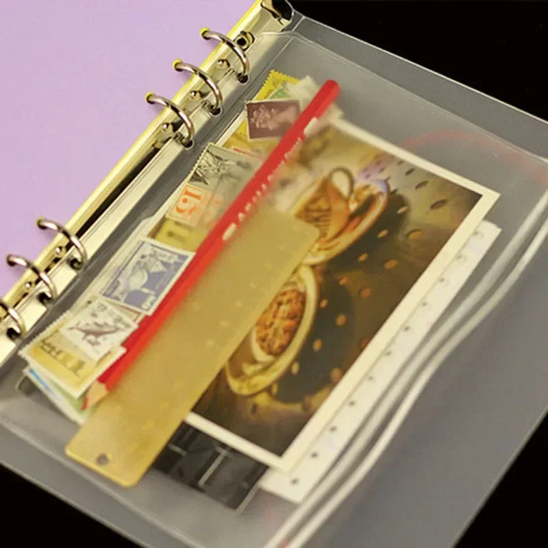 10Pcs  A5 A6 A7 Binder Pocket Binder Zipper Folders for 6 Ring Notebook Divider Page Waterproof PVC Leaf Document Filing Bag Beauty World Shop
