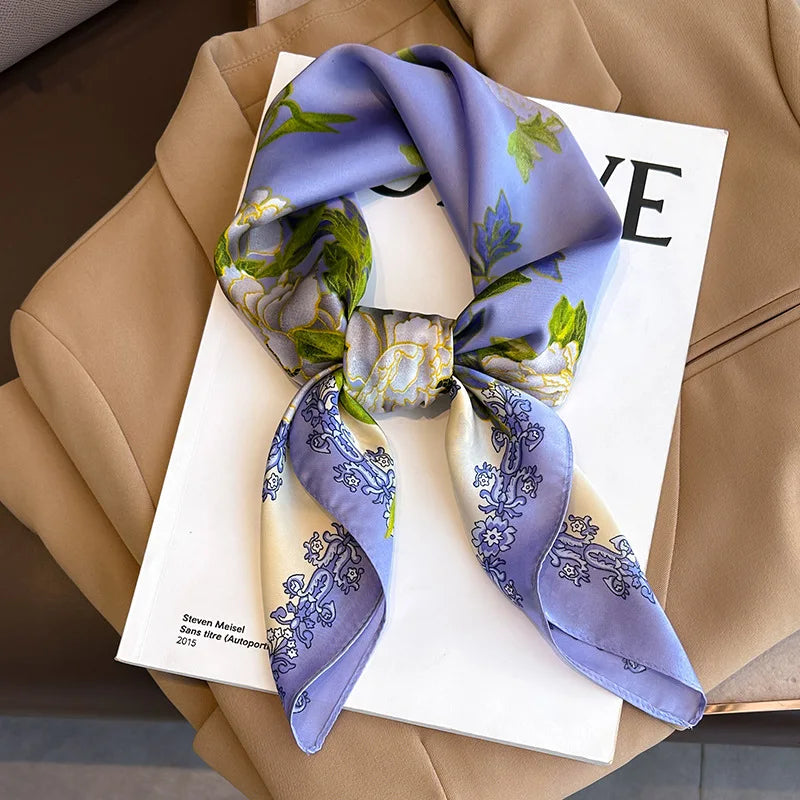2025 New Fashion Luxury Printed Square Shawl Women 70x70cm Pashmina Silk Scarf Neck Headband Bandana Beauty World Shop