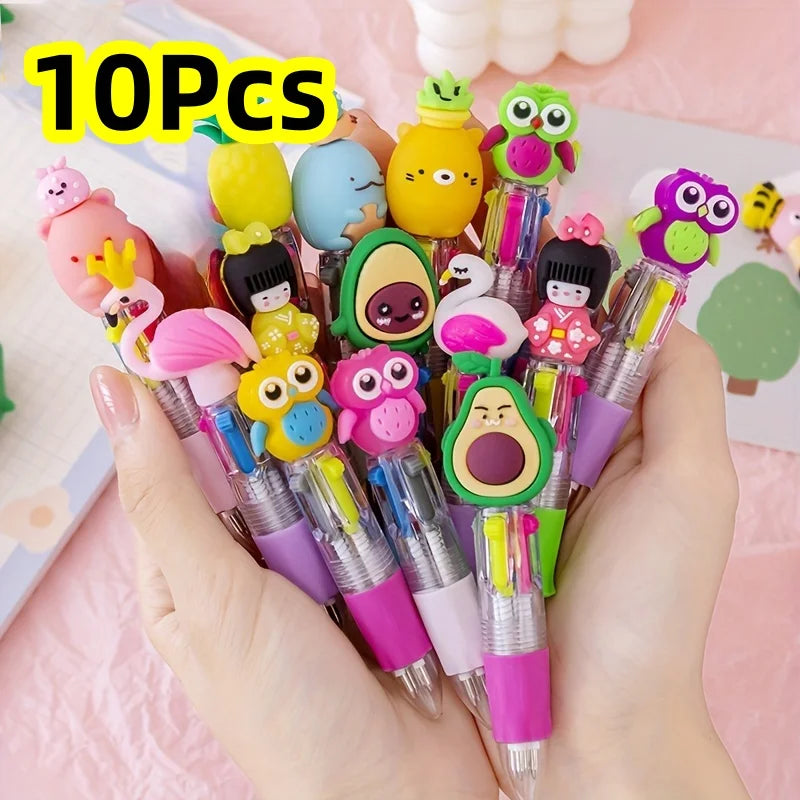 5-20Pcs/Lot Cute Cartoon 4 Color Mini Ballpoint Pen KawaiiUnicorn Flamingo Retractable Stationery Gift SchooOoffice Supplies Beauty World Shop