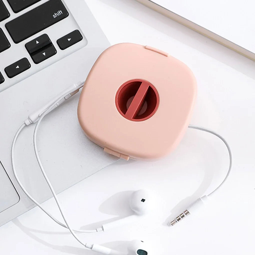 Portable Round USB Cable Winder Small Cable Organizer Rotating Data Cable Organizer Mobile Phone Mobile Charging Cable Winder Beauty Trend Shop