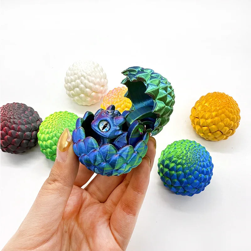 3D Printed Toys Artistic Dragon Egg Statue Small Hatching Dragon Figure Modern Home Decoration Miniature Desk Decor Beauty World Shop