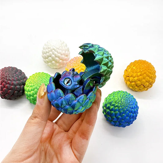 3D Printed Toys Artistic Dragon Egg Statue Small Hatching Dragon Figure Modern Home Decoration Miniature Desk Decor Beauty World Shop
