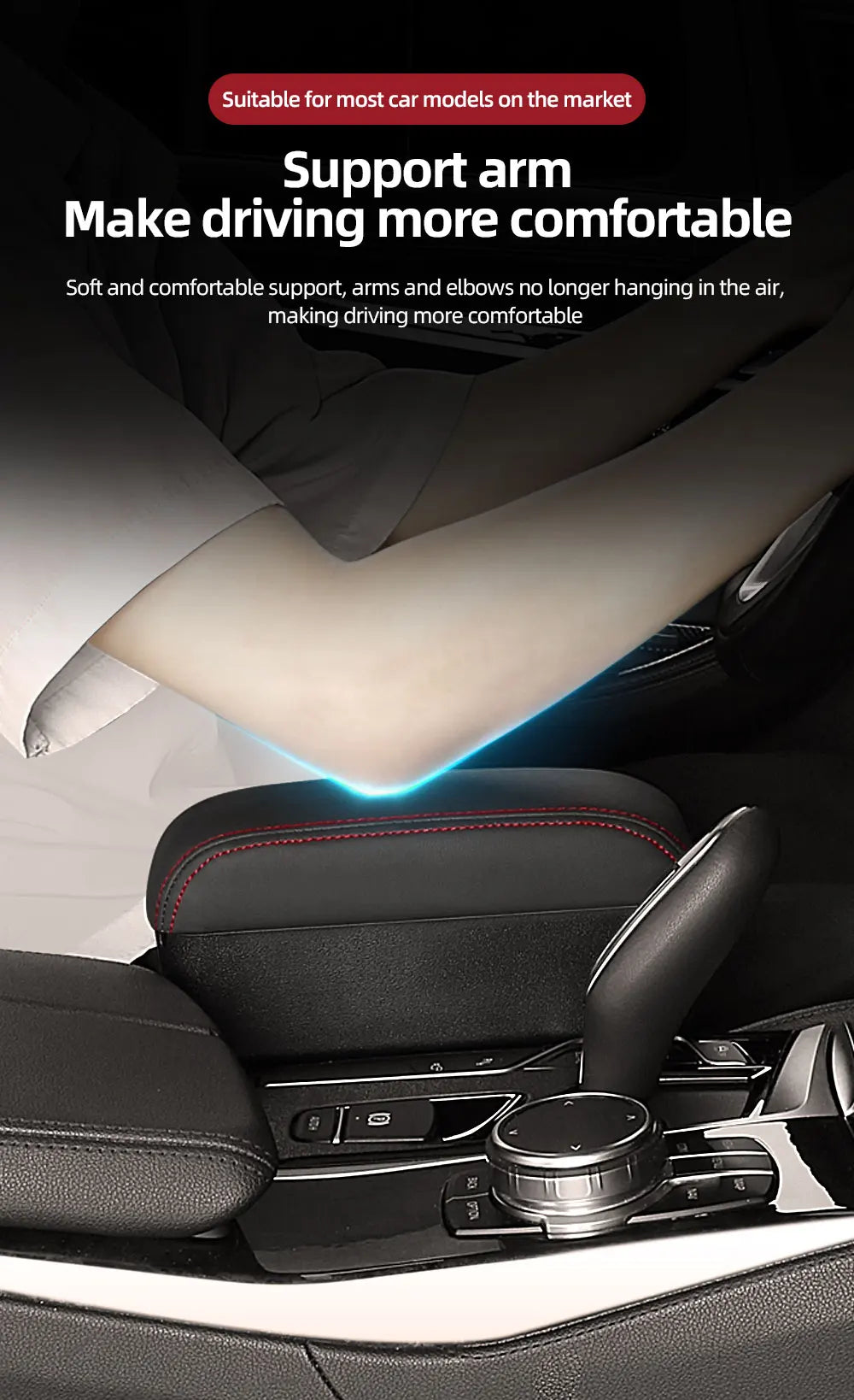 Height Adjustable Car Center Console Gap Storage Organizer with Liftable Tray Elbow Support Armrest Pad for SUV Sedan Beauty World Shop
