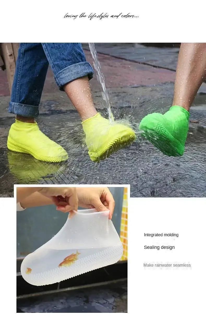 1 Pair Silicone WaterProof Shoe Covers Lip-resistant Rubber Rain Boot Rain Gear Overshoes Accessories for Outdoor Rainy Day Beauty World Shop