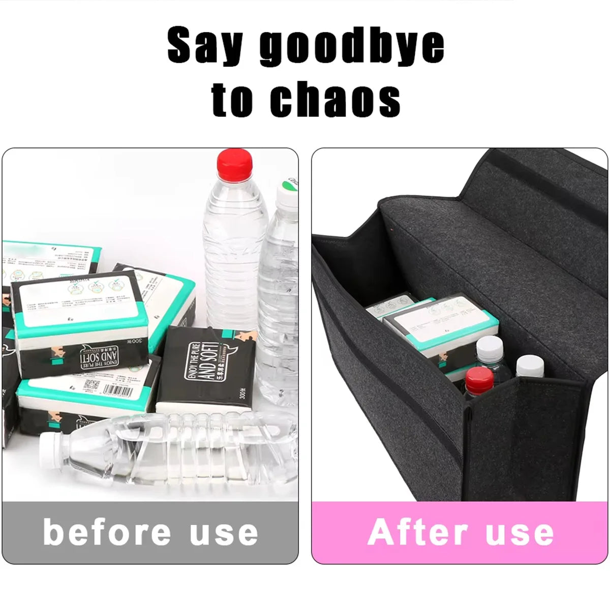 1PC Dark gray car felt storage box car storage bag enlarged and thickened soft felt storage box household storage box Beauty World Shop