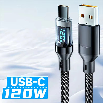 NNBILI 100W USB C 120W USB A charging cables with LED display screen, USB C=C-C，USB A=A-C,Xiaomi iPhone、 Samsung not compatible Beauty World Shop