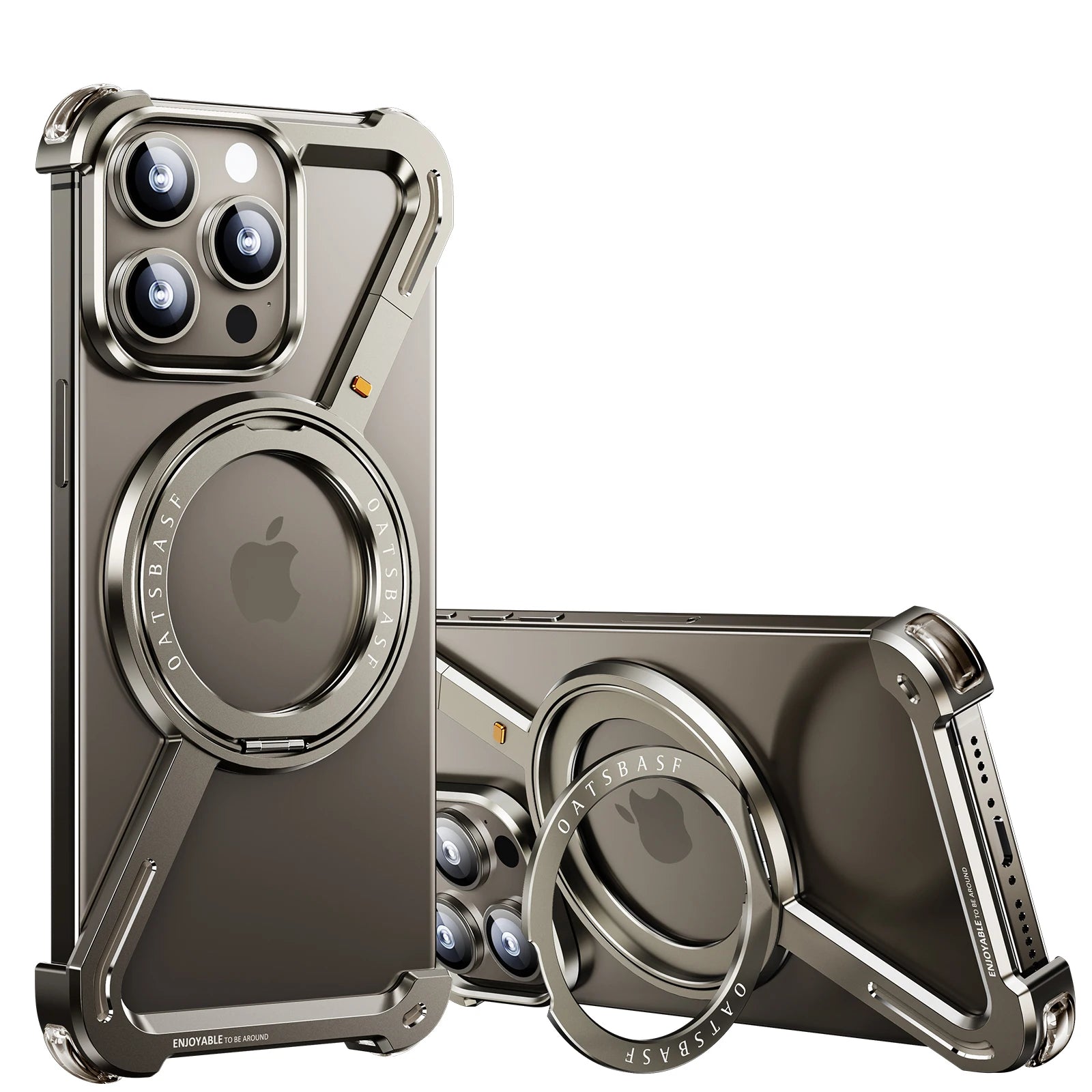 Oatsbasf Z Shape Metal Phone Case for iPhone15 /16 Pro Max Phone Protective Cover Shockproof Bumper w/360° Rotation Holder Beauty World Shop
