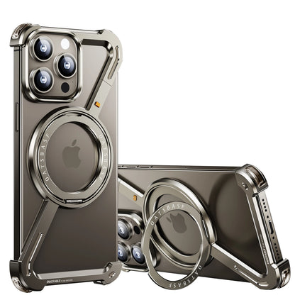 Oatsbasf Z Shape Metal Phone Case for iPhone15 /16 Pro Max Phone Protective Cover Shockproof Bumper w/360° Rotation Holder Beauty World Shop