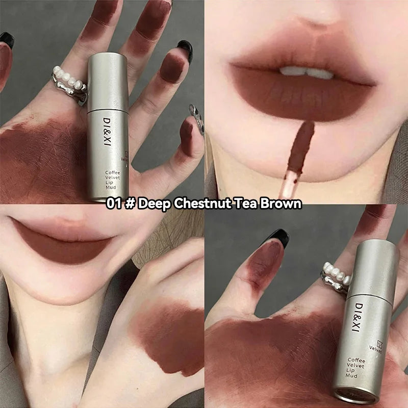DIXI Mini Silver Tube Matte Lip Glaze — Velvet Finish, Skin-Enhancing, Versatile Low-Saturation Latte Shade Beauty Trend Shop