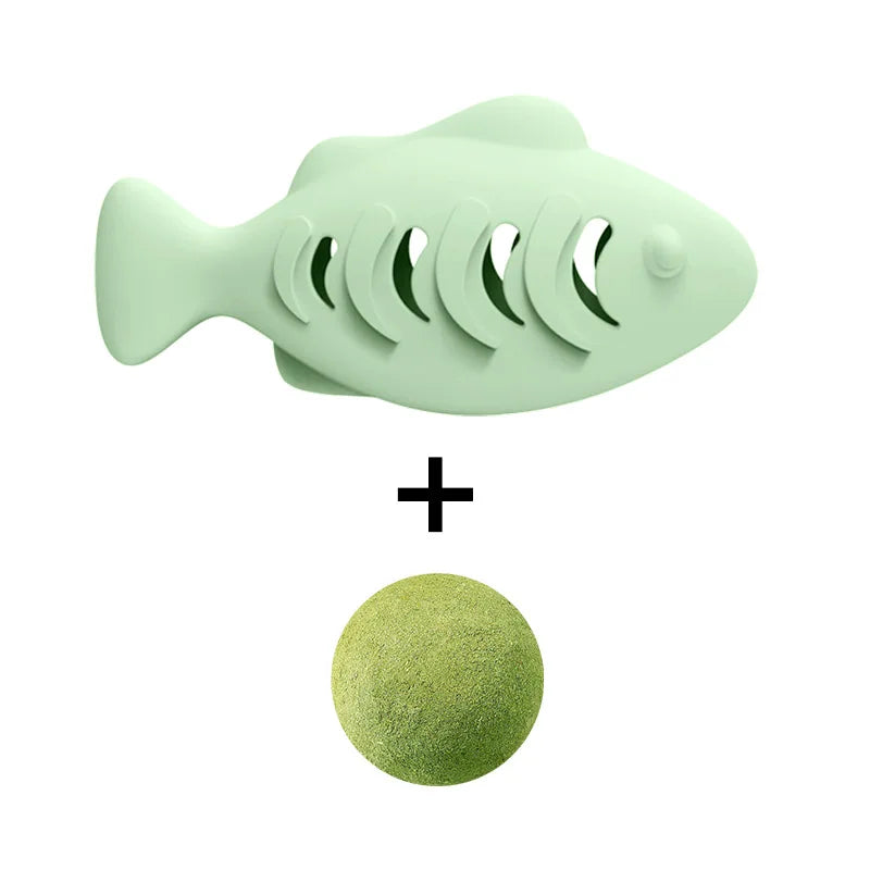 Silicone Treat Dispensing Fish Teeth Cleaning Self-Playing Boredom Relief Cats Wand Kitten Chew Resistant Molar Interactive Toy Beauty World Shop
