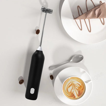 UPGRADED Electric Coffee Frother/MILK Whisk+Egg Beater MINI Food Blender USB Rechargeable Handheld Three Speeds Espresso Tools Beauty World Shop