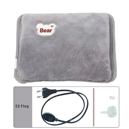 Electric Hot Water Bag Reusable Plush Hot Water Bottle EU Plug Charging Heating Water Bags Winter Warm Hand Pocket Beauty World Shop