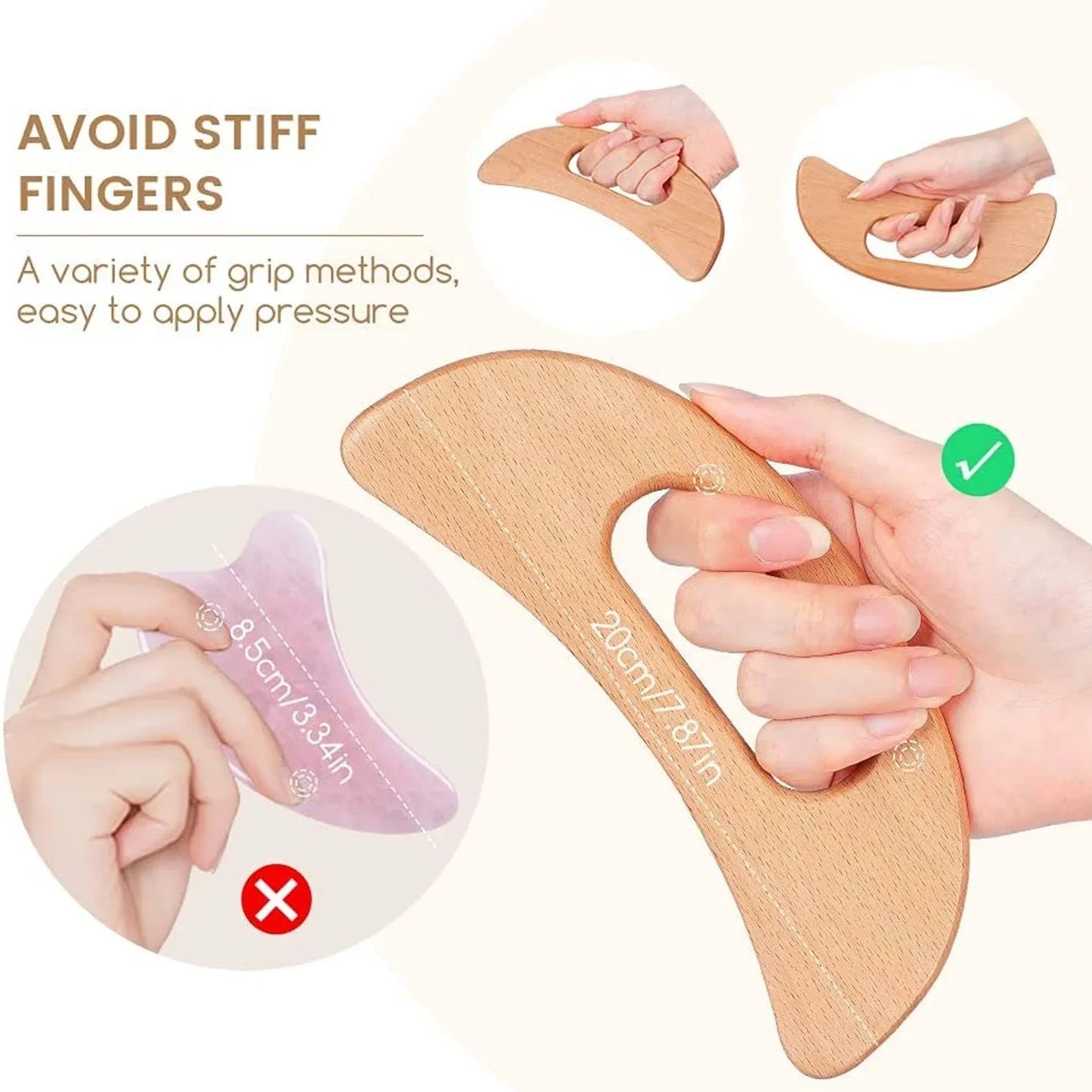 Natural Wooden Cellulite Massager Full Body Gua Sha Tool for Muscle Scraping And Back Massage - Wood Care Beauty World Shop