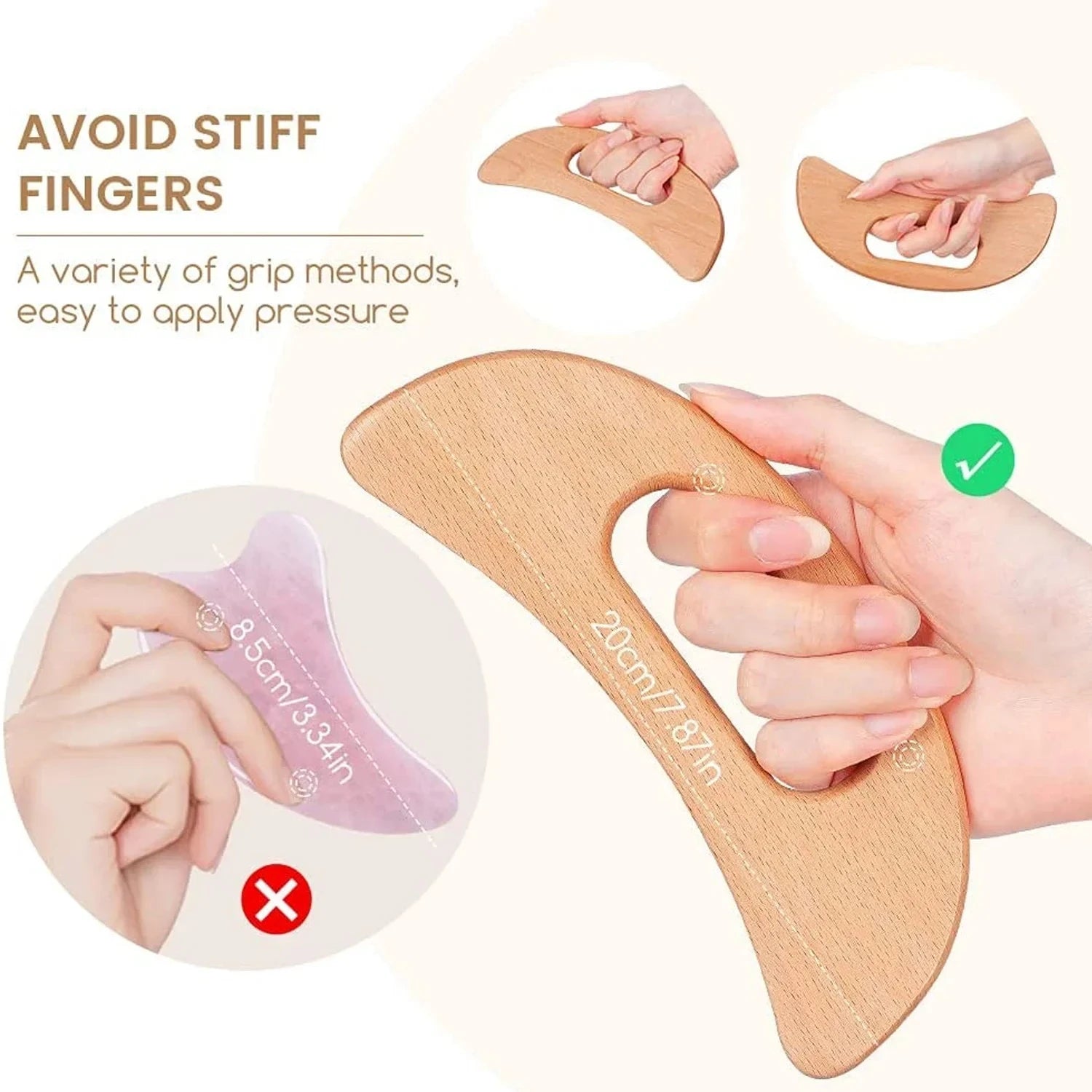 Natural Wooden Cellulite Massager Full Body Gua Sha Tool for Muscle Scraping And Back Massage - Wood Care Beauty World Shop