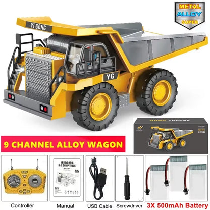 4WD Remote Control Excavator 4x4 Alloy Dump Truck Bulldozer Radio Model RC Car Construction Vehicle Toy Children Kids Gifts Beauty World Shop