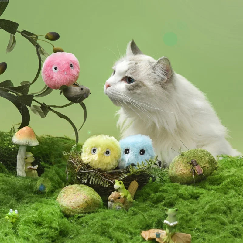 Interactive Ball Smart Cat Toys Plush Electric Catnip Training Toy Kitten Touch Sounding Pet Product Squeak Toy Ball