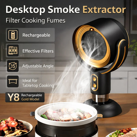 Portable Desktop Range Hood Rechargeable Air Filter Kitchen Exhaust Fan for BBQ Hot Pot Indoor Cooking Tabletop Beauty World Shop