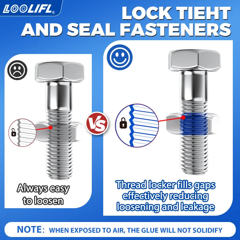 LOOLIFL Blue Thread Locker 243 Nuts-Bolts Locker, Screw Adhesive Lock Tight Seal Fasteners Anaerobic Curing Metal Glue,Rustproof Beauty World Shop